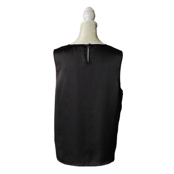 Christian Siriano Black Sleeveless Sheer V-Neck Keyhole Back Blouse Size Large - Picture 4 of 10